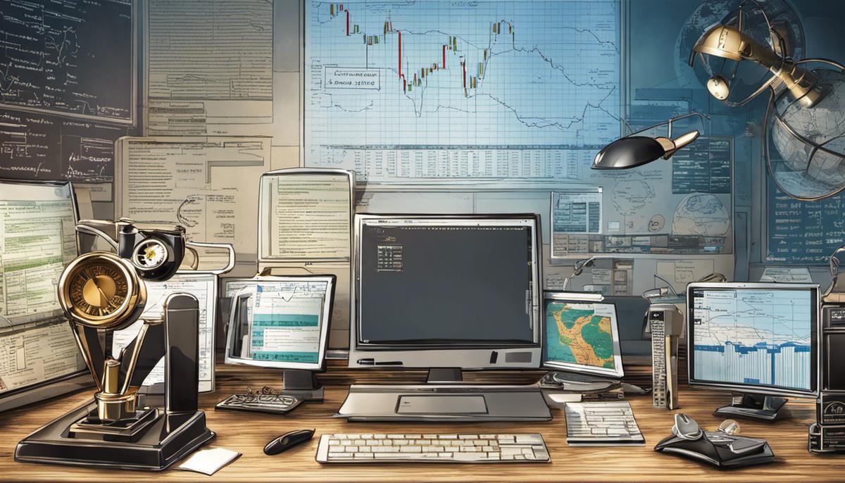 Illustration depicting various educational resources and technological tools used in Forex trading.