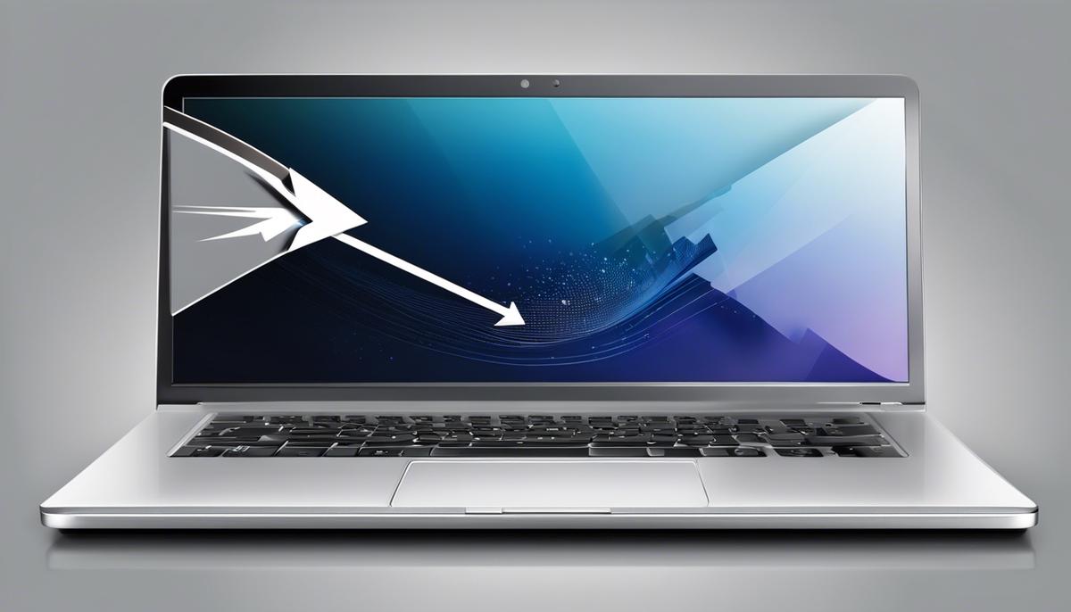 Image depicting a laptop with a growing arrow symbol representing an increase in blog traffic