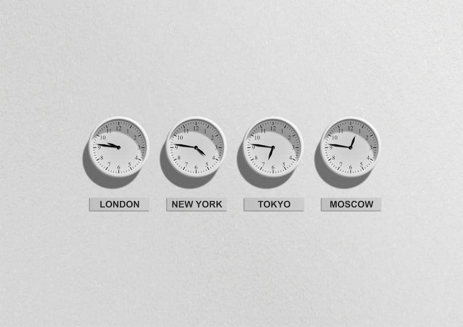 A clock showing different time zones and a forex chart overlay representing active trading hours.