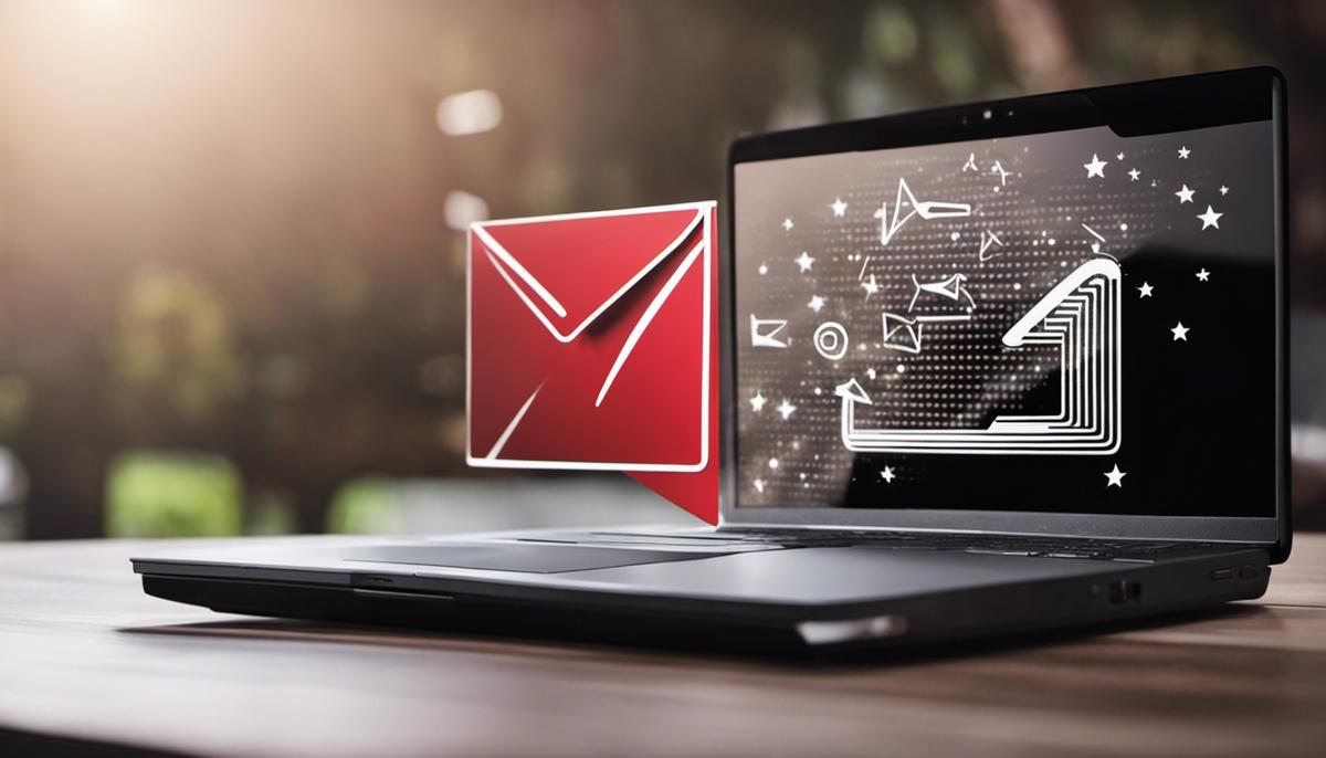 A laptop with a mail symbol on the screen, symbolizing the power of email marketing in digital marketing