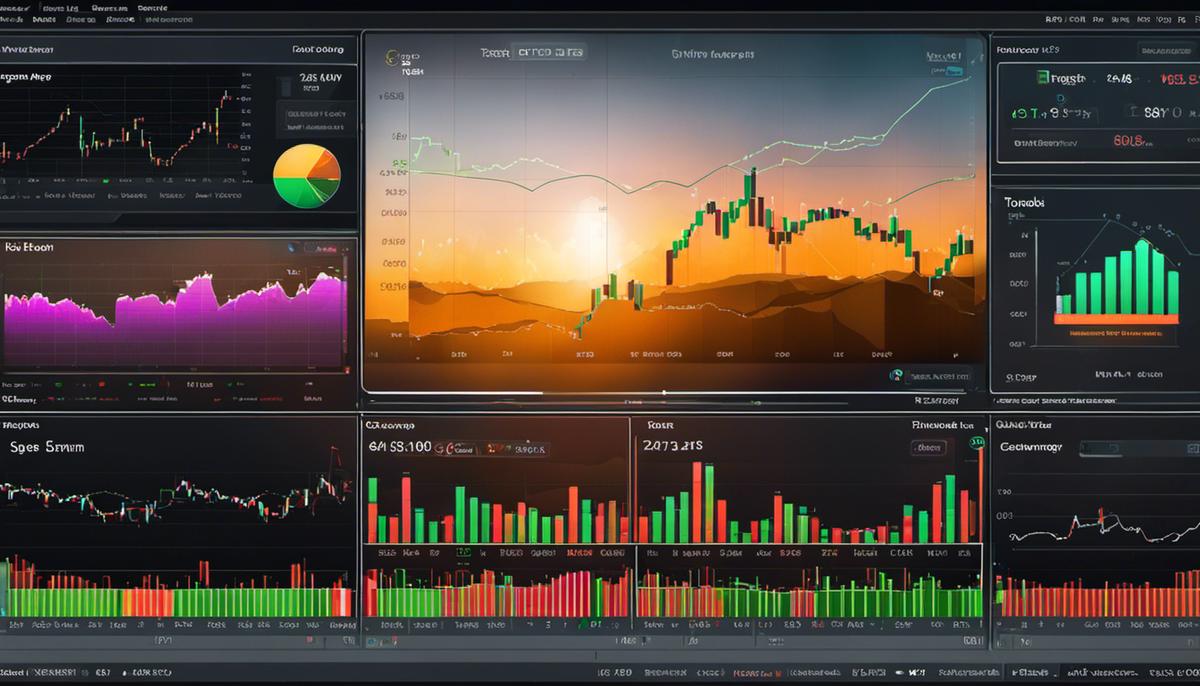 Image depicting a trading platform interface with charts, analysis tools, and access to real-time data